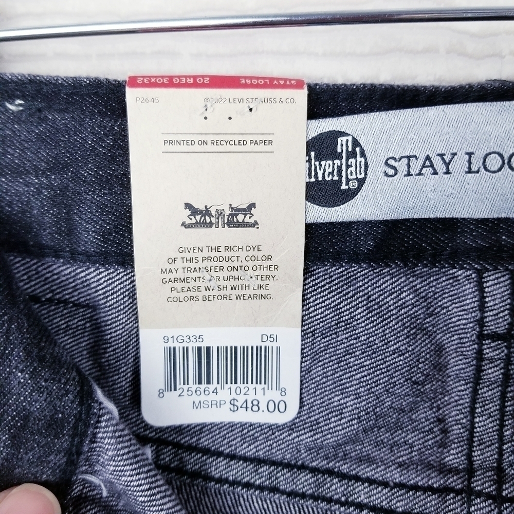 Levi's SilverTab 91G335 Stay Loose Straight Leg Black Jeans NWT - Picture 7 of 10